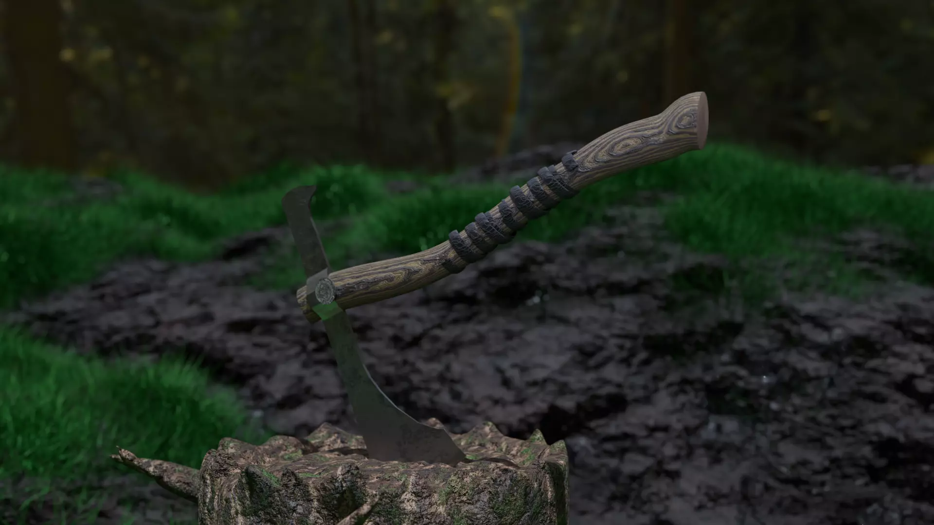 Realistic Viking Axe 3D model_0