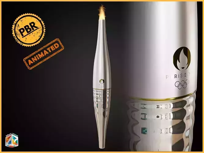 Paris 2024 Olympic Torch 3D Model - Blender FBX OBJ Low-poly 3D model