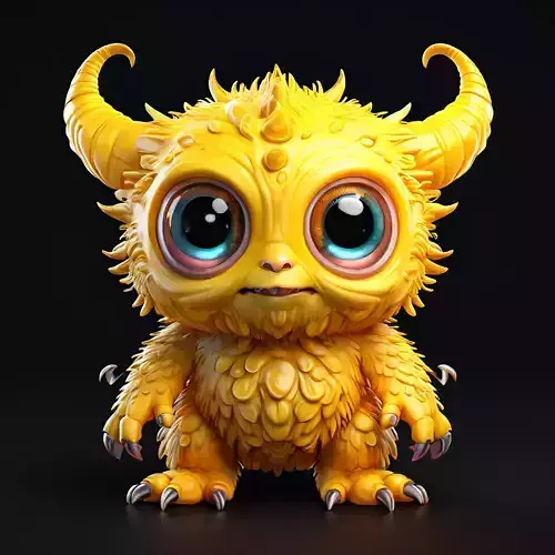 Adorable Yellow Fluffy Monster 3D Model Low-poly 3D model