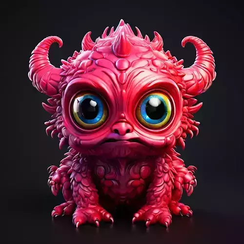Cute Pink Monster 3D Model