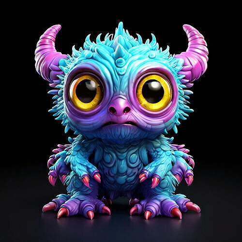 Cute Baby Monster 3D Model Low-poly 3D model