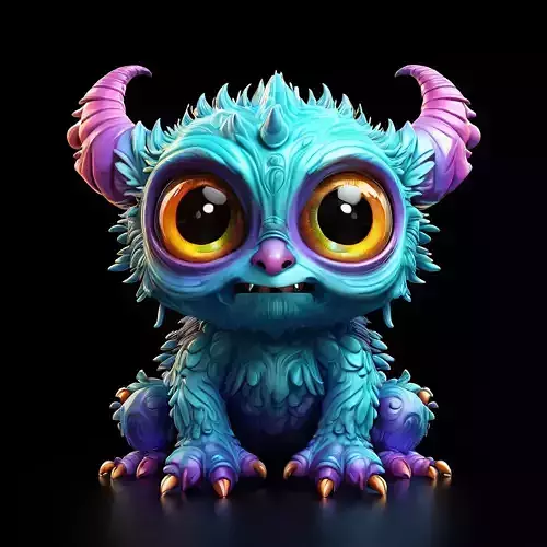 Adorable Fluffy Monster Model Low-poly 3D model