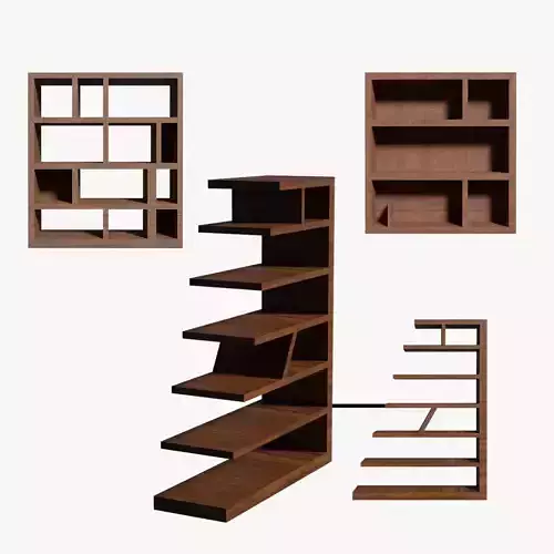 Deco BookShelfs Wood Style Scape Lignum Lot 2 Group N3- Low