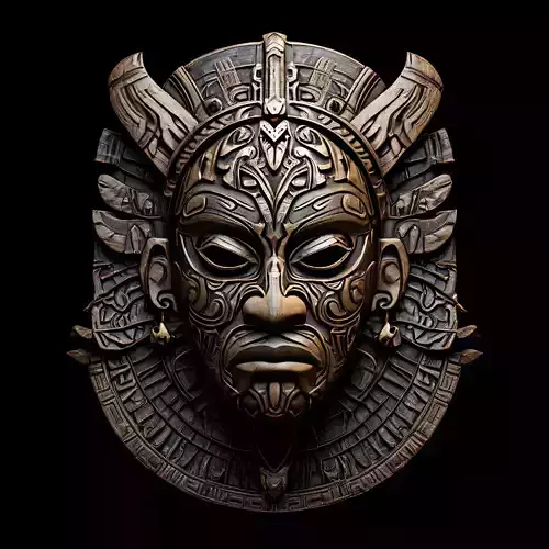 Intricate Aztec Mask Ancient Relic