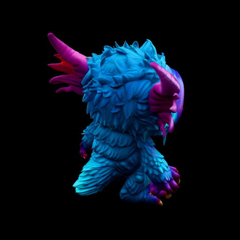 Cute Fluffy Monster 3D Model Low-poly 3D model_5