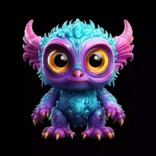 Cute Fluffy Monster 3D Model Low-poly 3D model