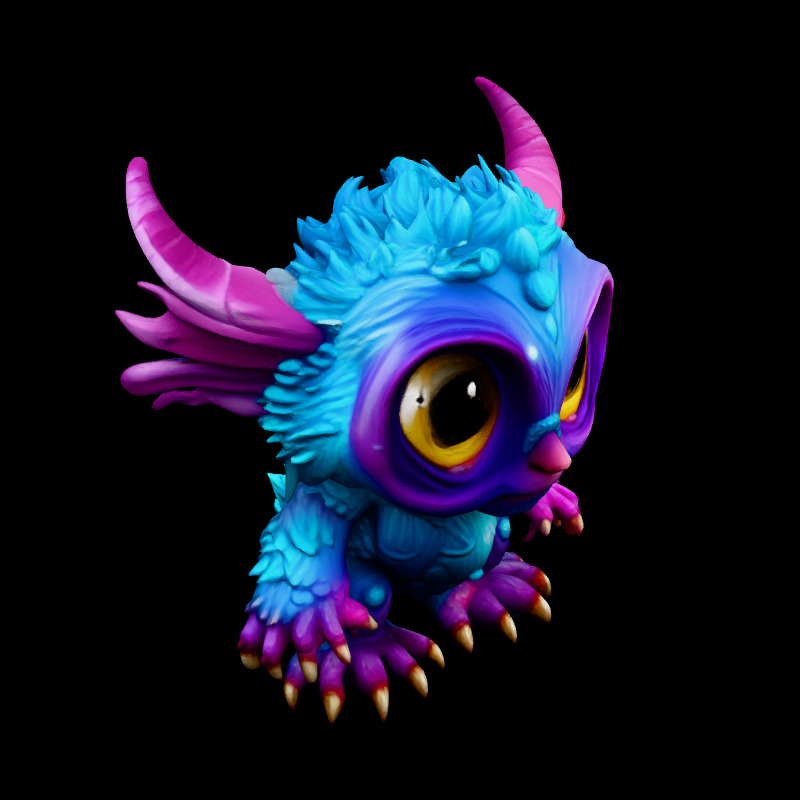 Cute Fluffy Monster 3D Model Low-poly 3D model_2
