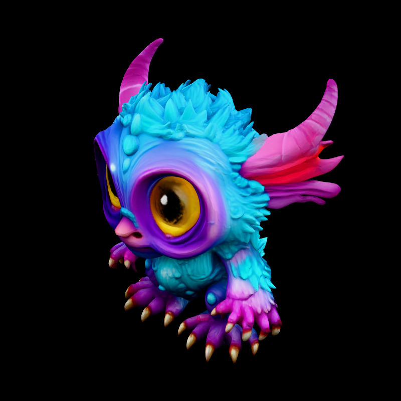 Cute Fluffy Monster 3D Model Low-poly 3D model_1