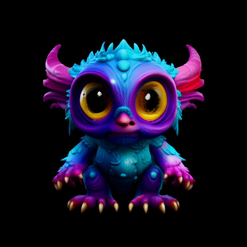 Cute Fluffy Monster 3D Model Low-poly 3D model_3