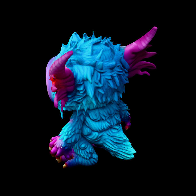 Cute Fluffy Monster 3D Model Low-poly 3D model_4