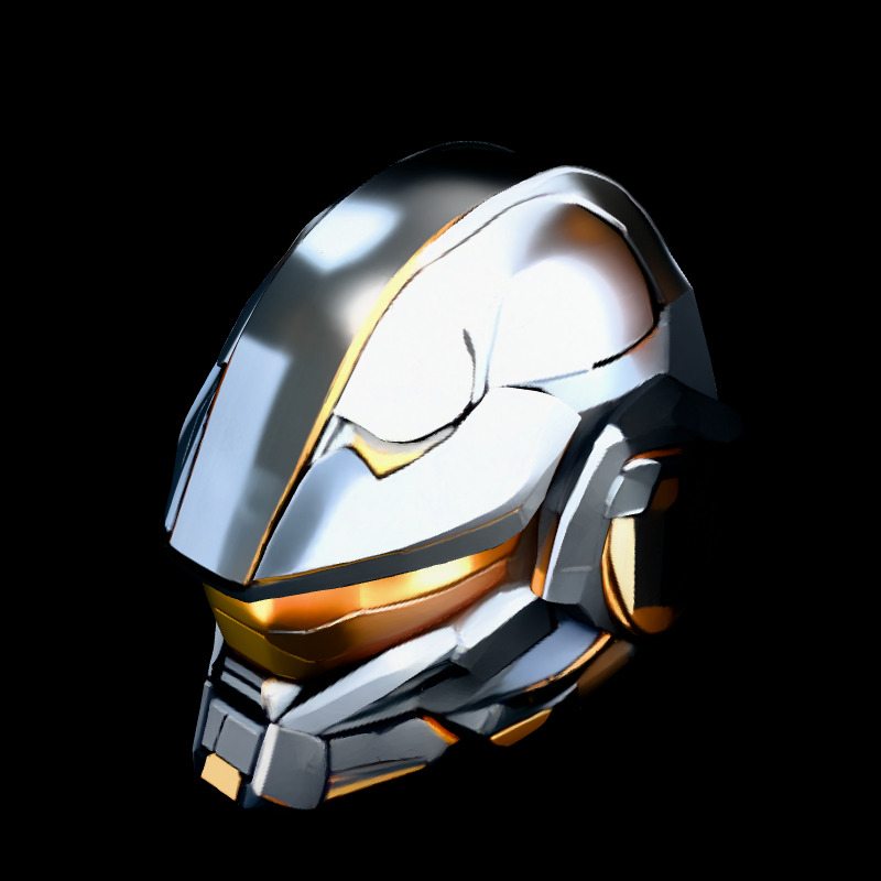 SciFi Helmet Futuristic Combat Gear Low-poly 3D model_1
