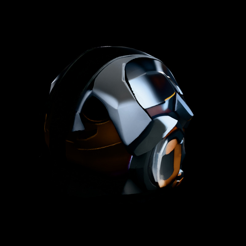 SciFi Helmet Futuristic Combat Gear Low-poly 3D model_5