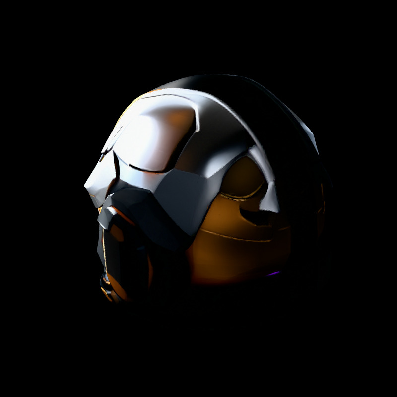 SciFi Helmet Futuristic Combat Gear Low-poly 3D model_4