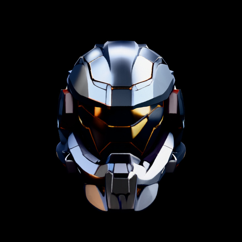 SciFi Futuristic Combat Helmet Low-poly 3D model_3