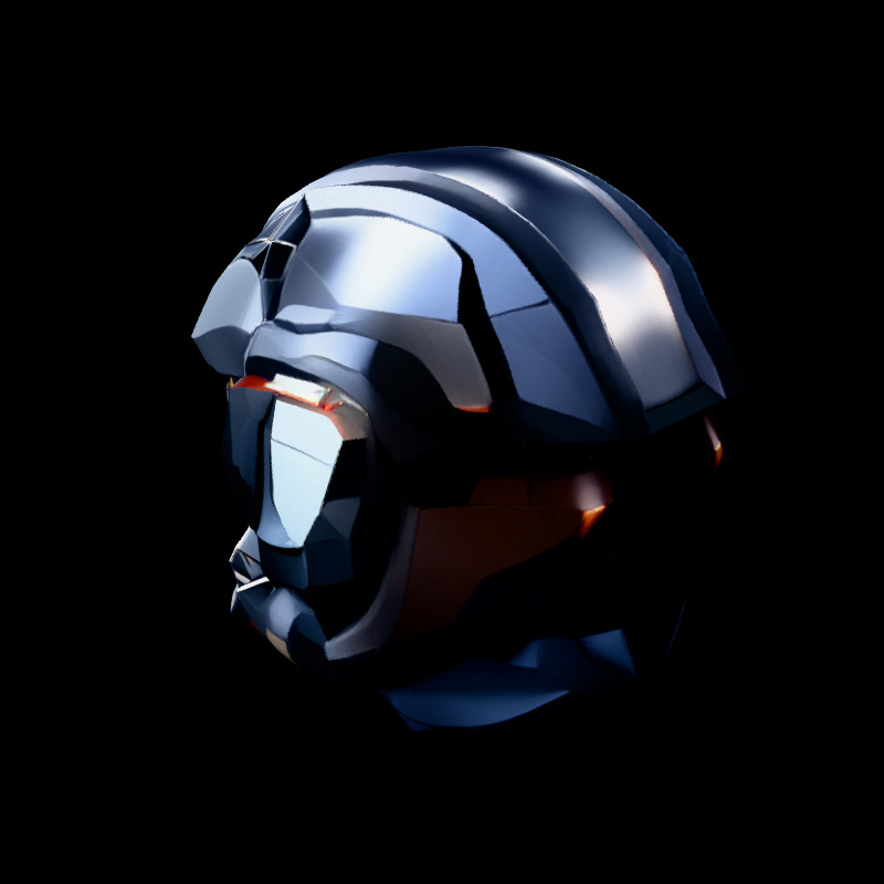 SciFi Futuristic Combat Helmet Low-poly 3D model_4