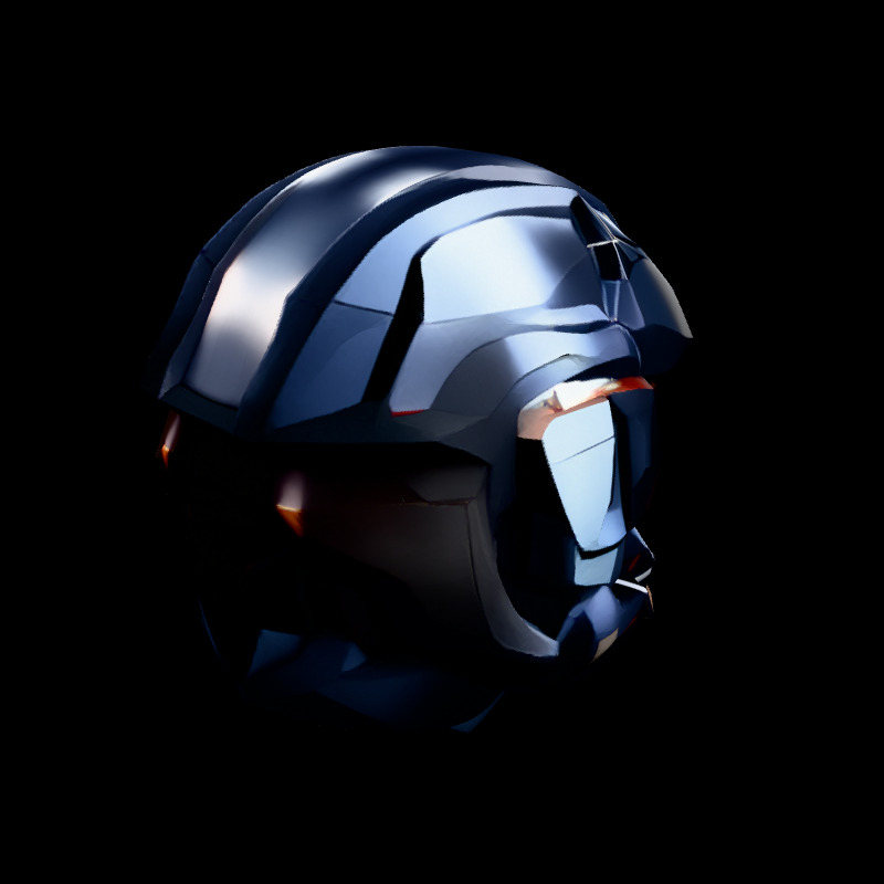 SciFi Futuristic Combat Helmet Low-poly 3D model_5