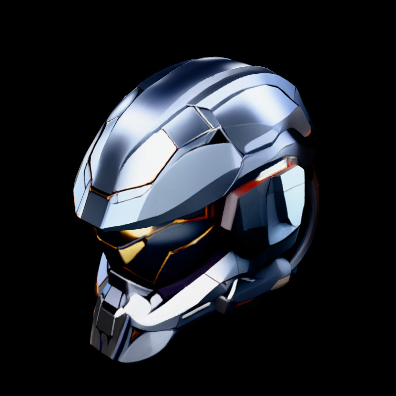 SciFi Futuristic Combat Helmet Low-poly 3D model_1