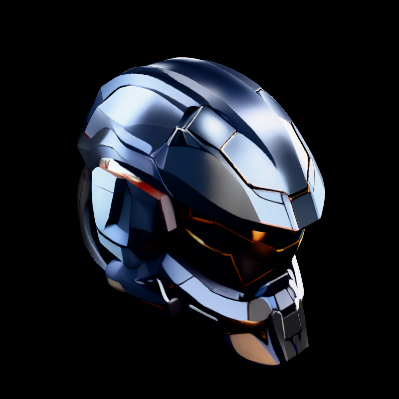 SciFi Futuristic Combat Helmet Low-poly 3D model_2