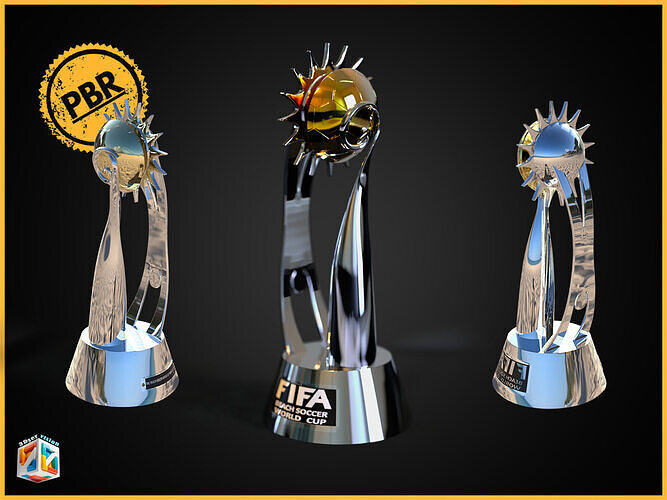 Beach Soccer World Cup Trophy 3D Model - Blender FBX OBJ  Low-poly 3D model