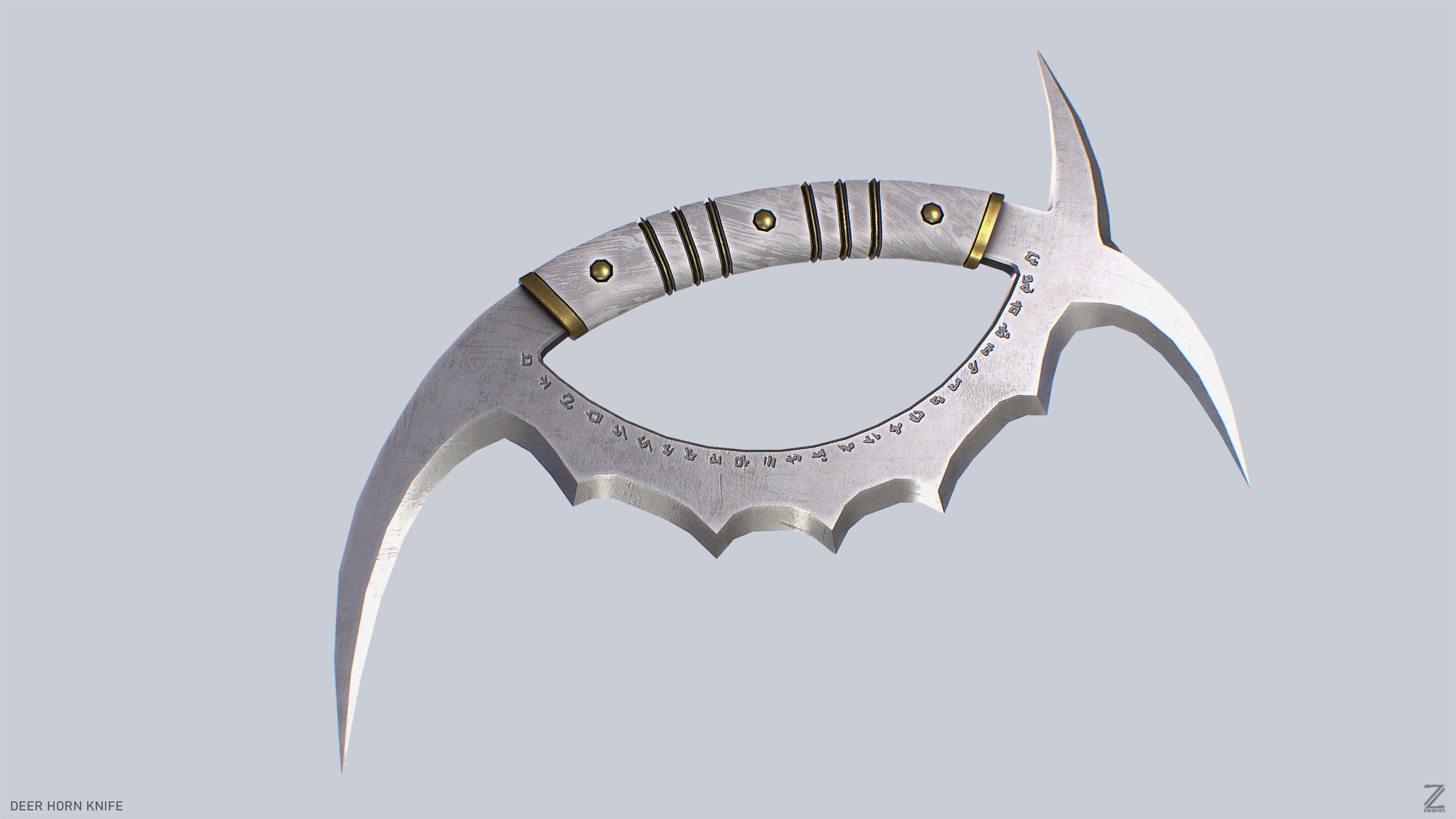 Deer horn knife Low-poly 3D model_2