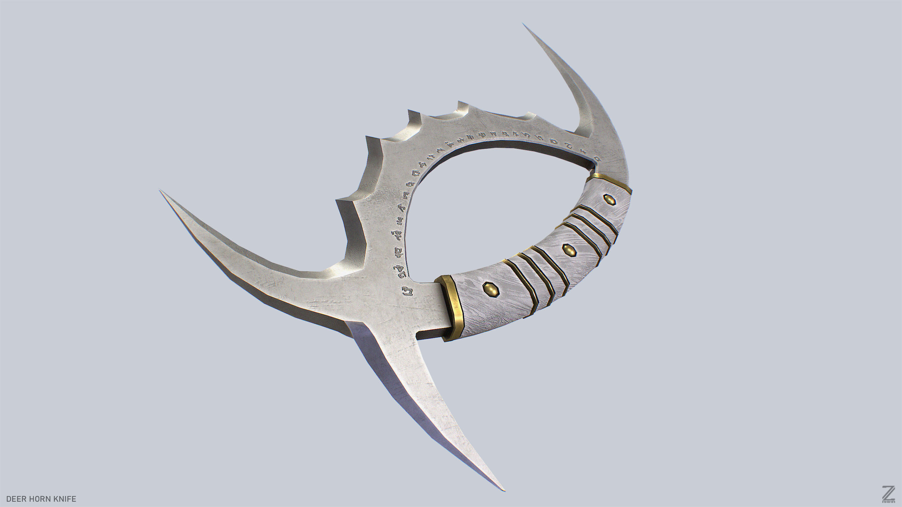 Deer horn knife Low-poly 3D model_8