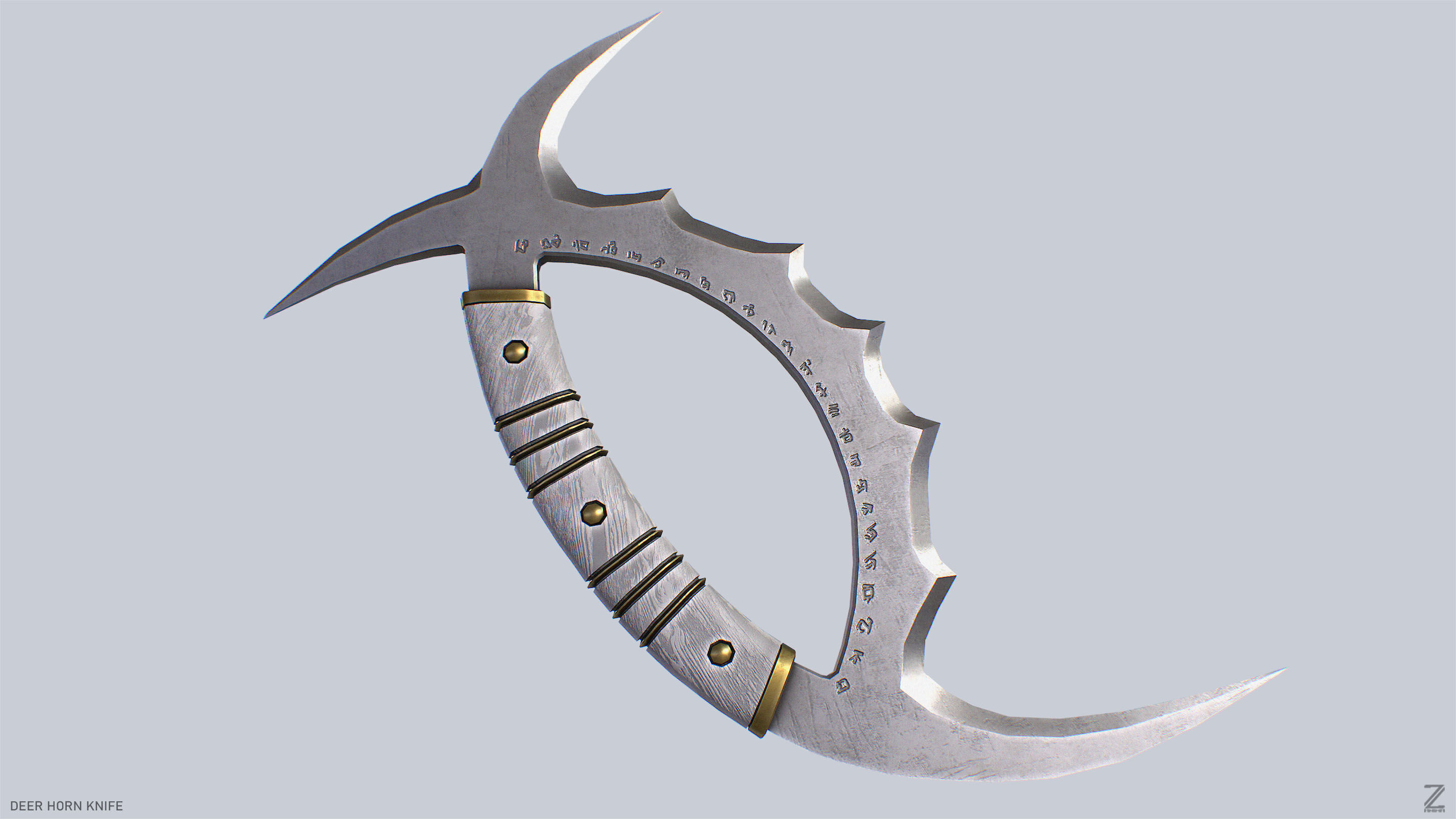 Deer horn knife Low-poly 3D model_6