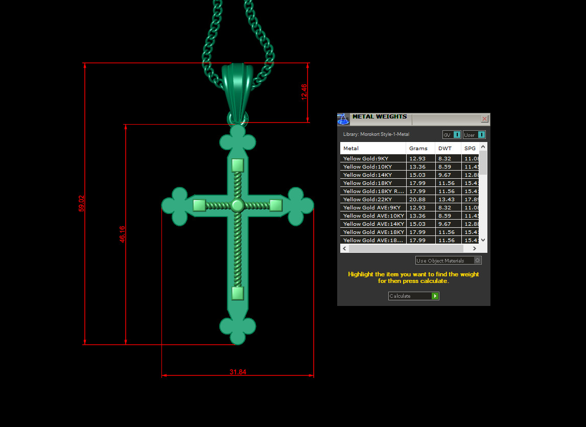Cross Light Gold 4CP095 3DM STL 3D print model_1