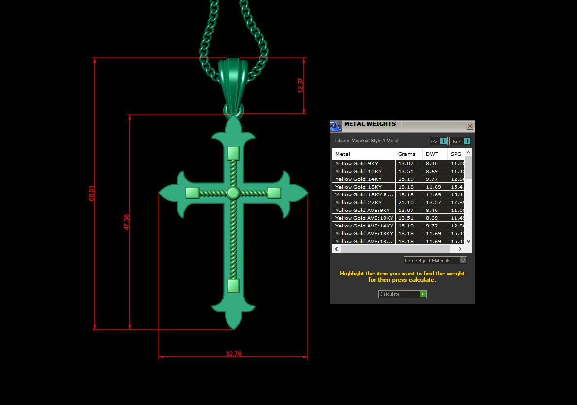 Cross Light Gold 4CP094 3DM STL 3D print model_1