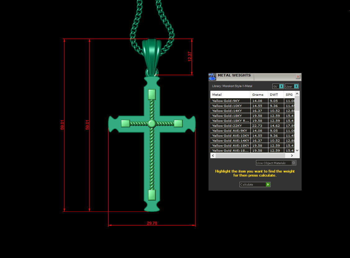 Cross Light Gold 4CP075 3DM STL 3D print model_1