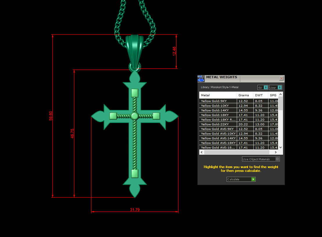 Cross Light Gold 4CP074 3DM STL 3D print model_1