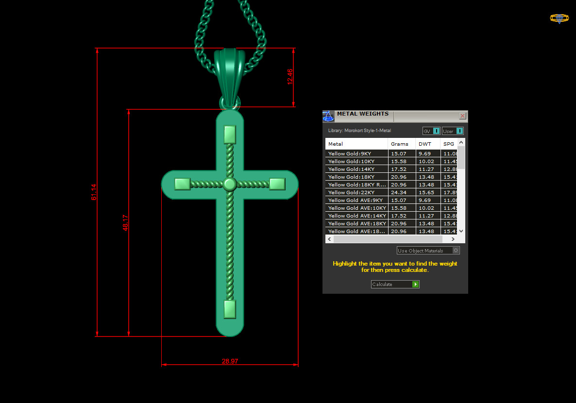 Cross Light Gold 4CP069 3DM STL 3D print model_1