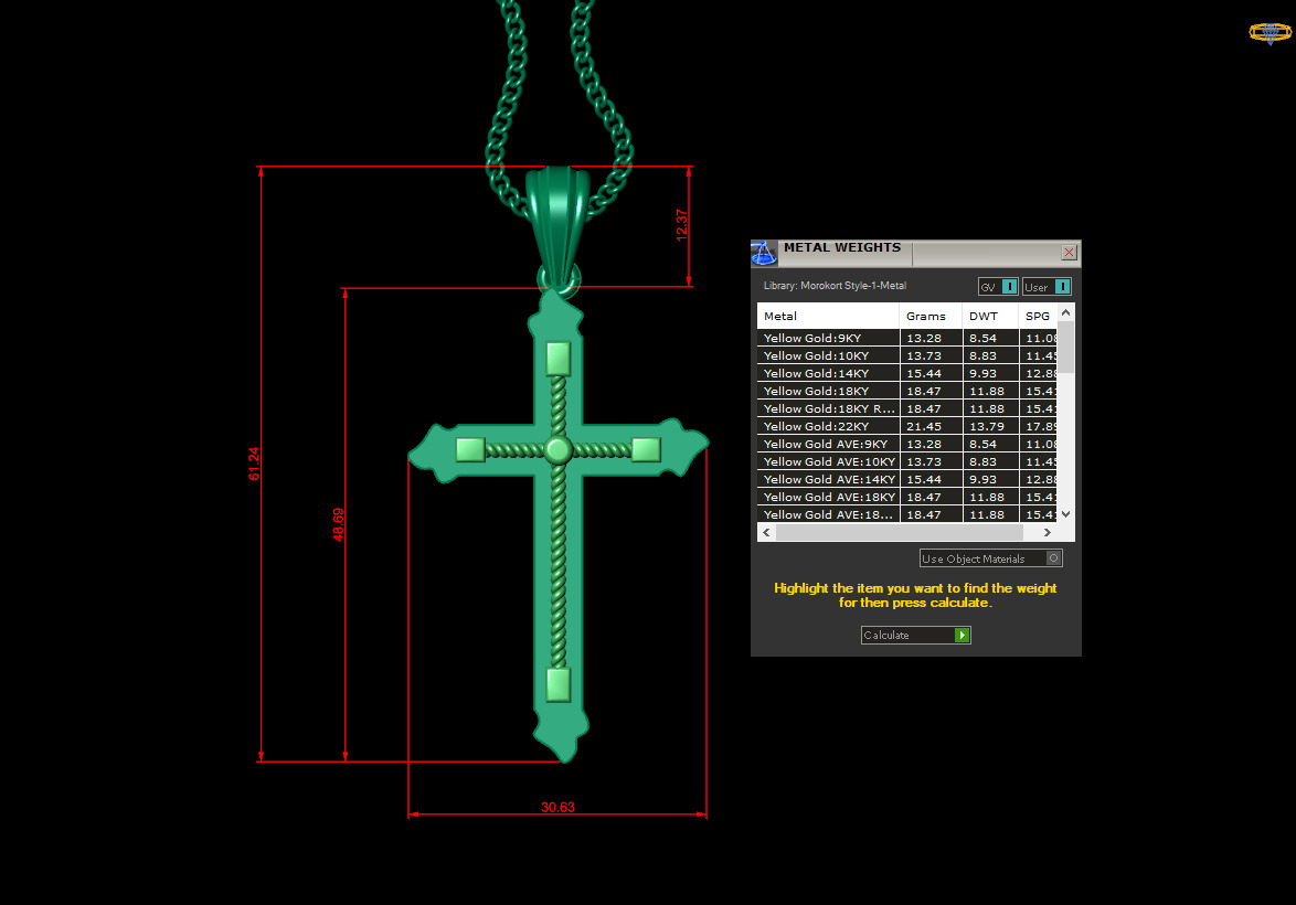 Cross Light Gold 4CP067 3DM STL 3D print model_1