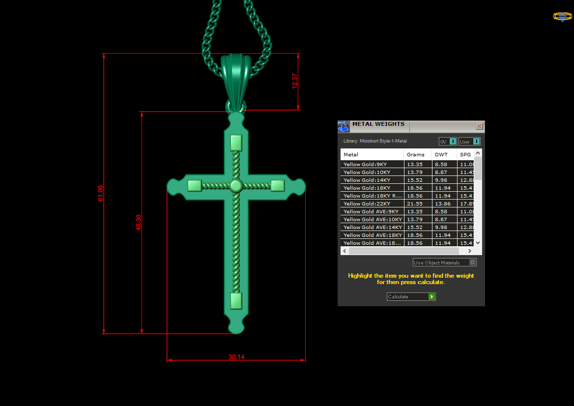 Cross Light Gold 4CP066 3DM STL 3D print model_1