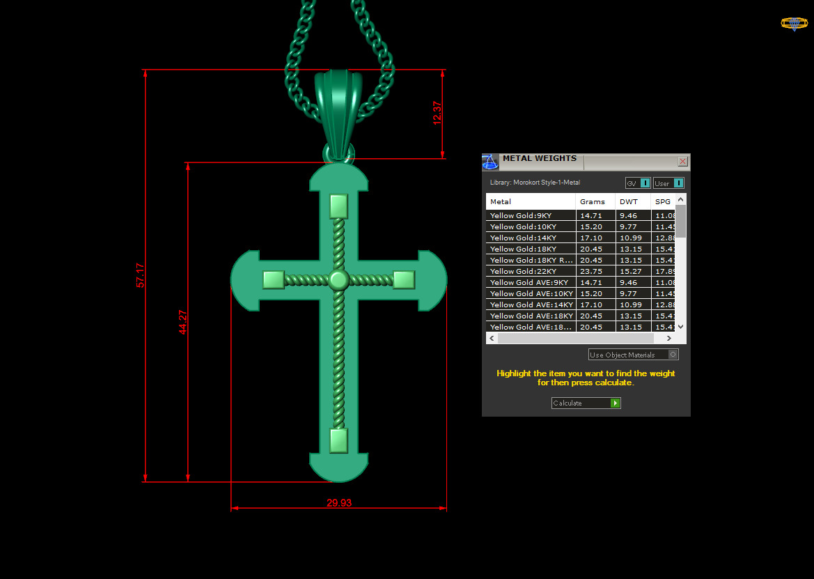 Cross Light Gold 4CP062 3DM STL 3D print model_1