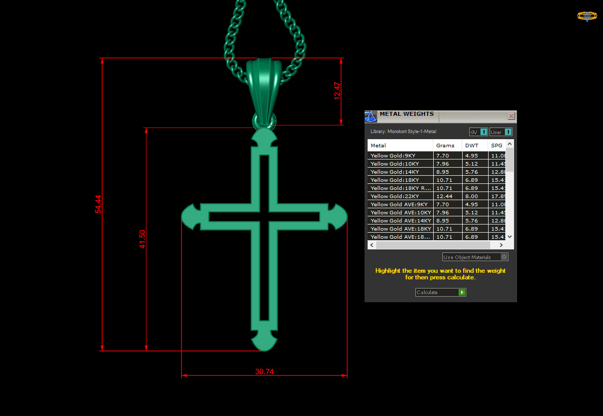 Cross Light Gold 4CP034 3DM STL 3D print model_1