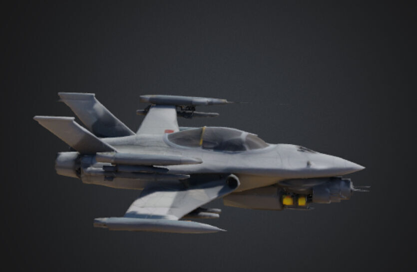 Futuristic Fighter Jet Low-poly 3D model_2