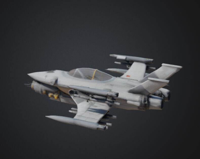 Futuristic Fighter Jet Low-poly 3D model_4