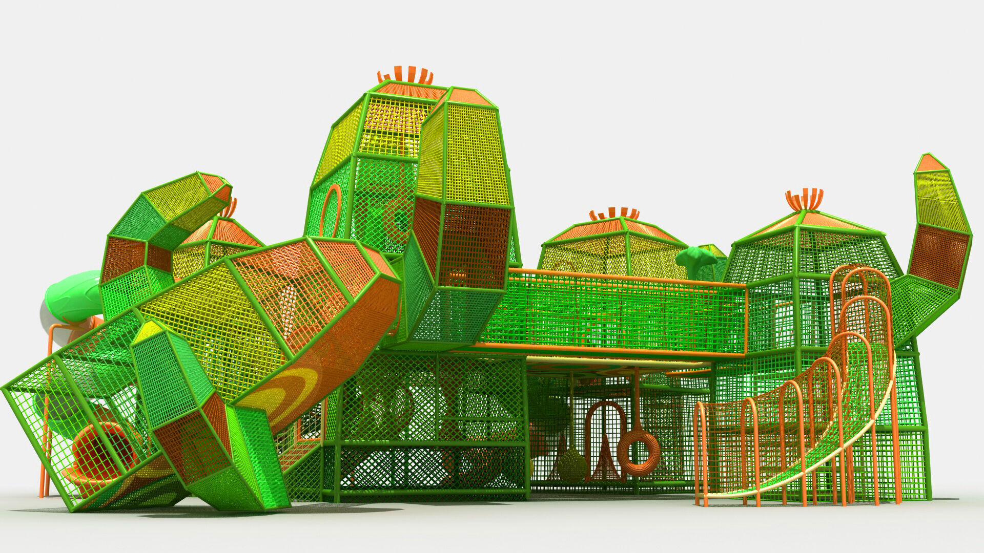 Cactus themed rope net amusement park 3D model_9