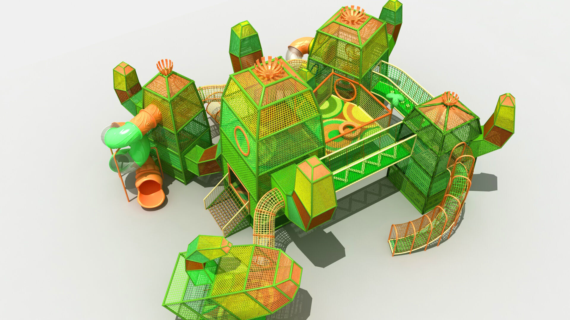 Cactus themed rope net amusement park 3D model_4