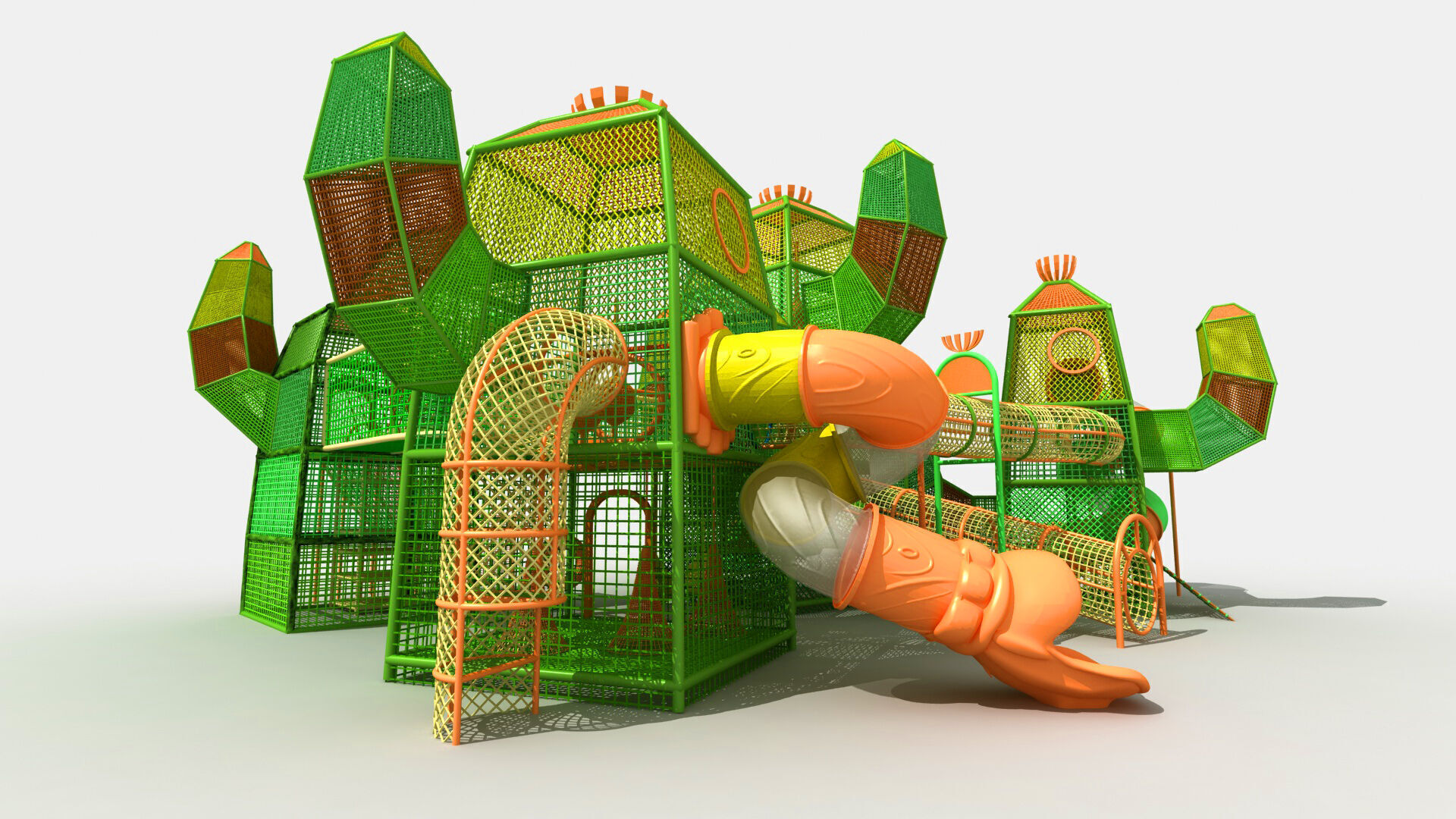 Cactus themed rope net amusement park 3D model_3