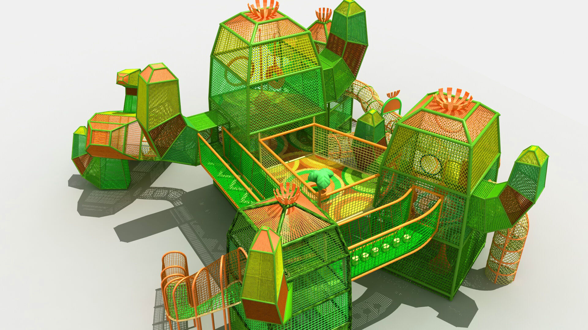 Cactus themed rope net amusement park 3D model_7