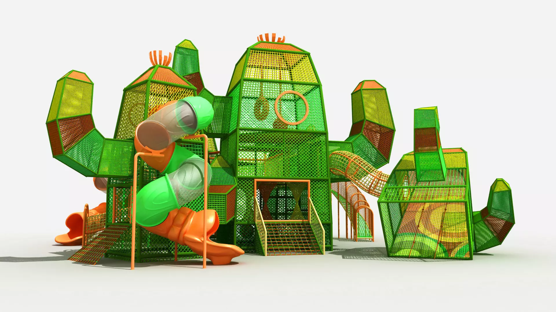 Cactus themed rope net amusement park 3D model_0
