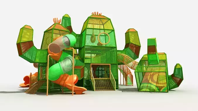 Cactus themed rope net amusement park