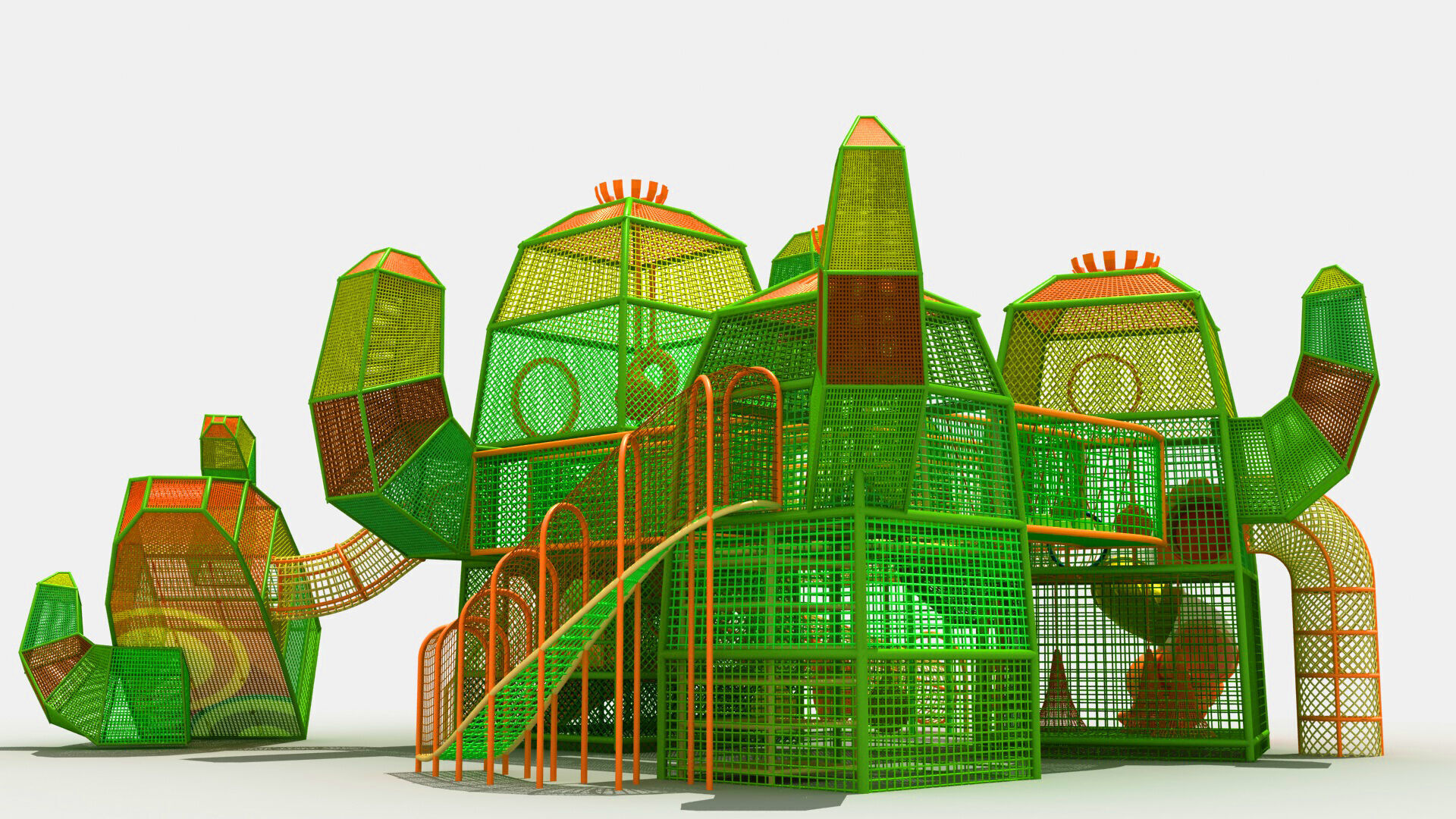 Cactus themed rope net amusement park 3D model_8