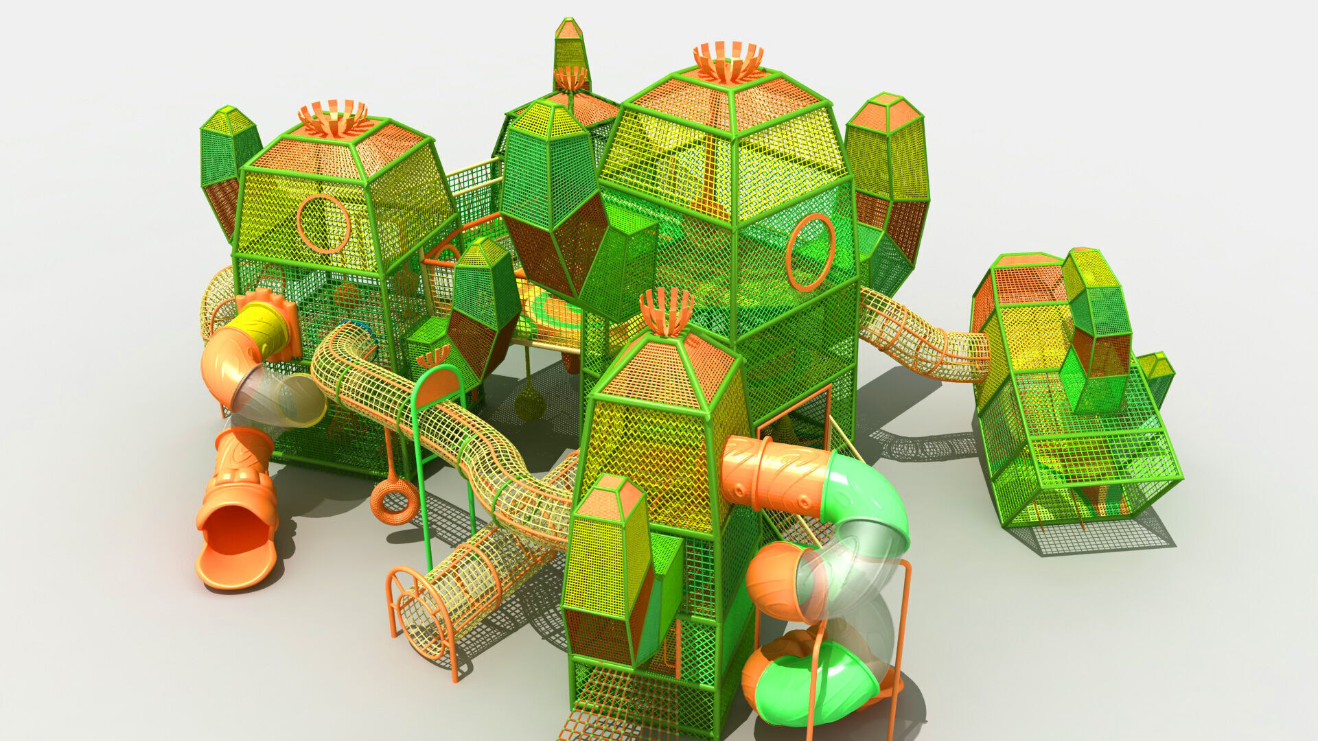 Cactus themed rope net amusement park 3D model_5