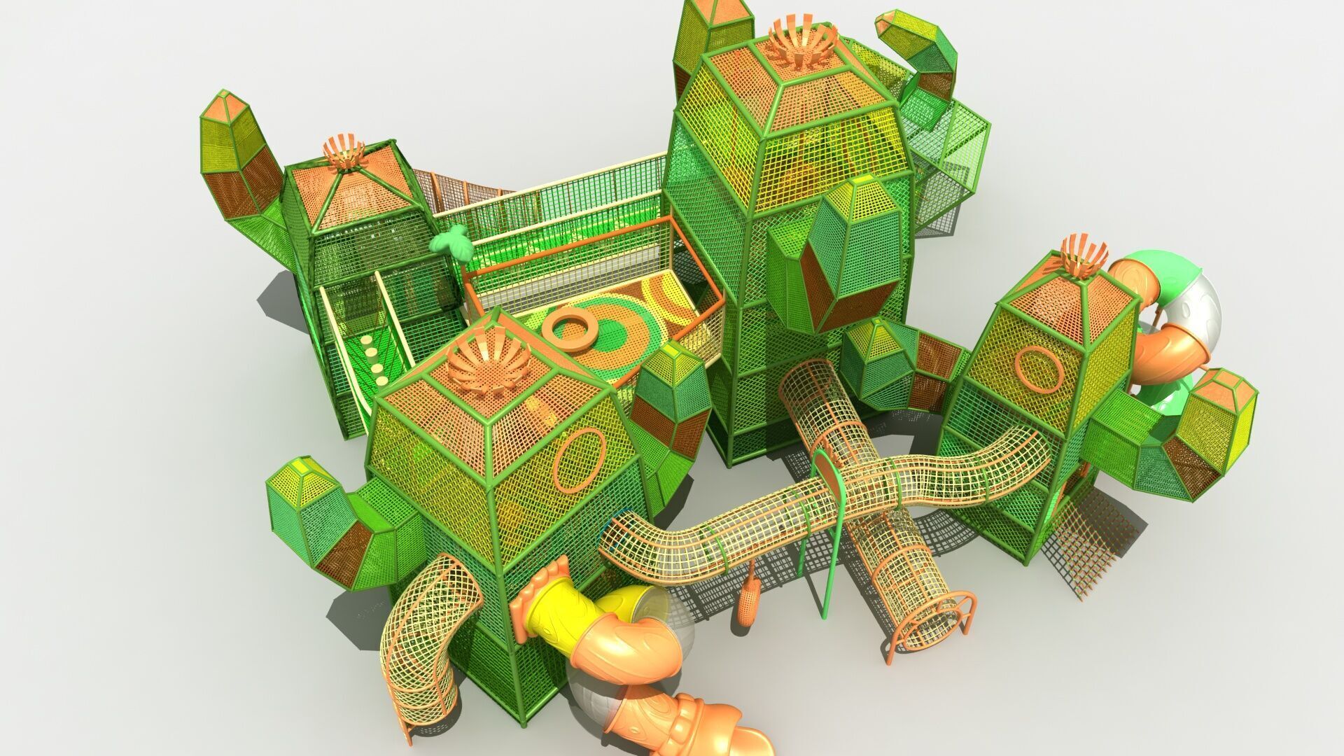 Cactus themed rope net amusement park 3D model_6