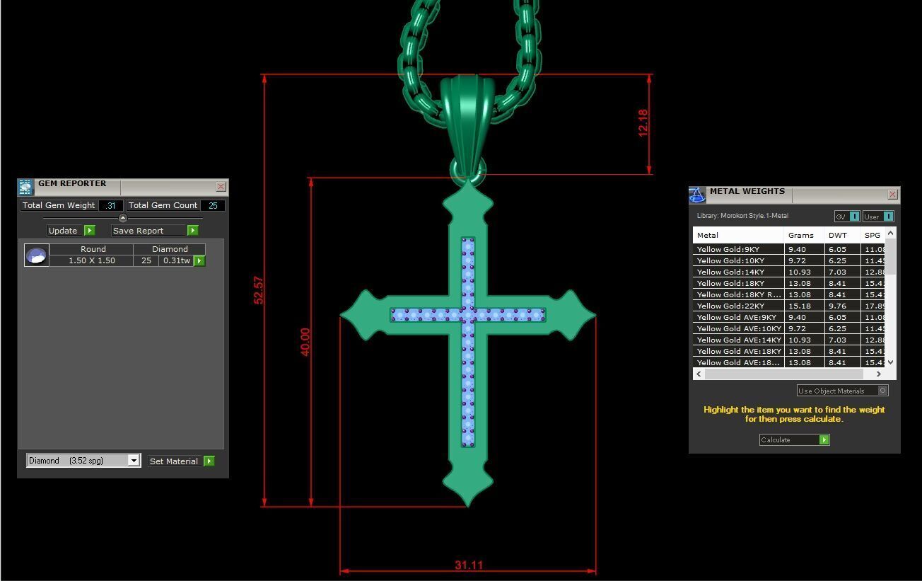 Cross Light Gold 3CP098 3DM STL 3D model_1