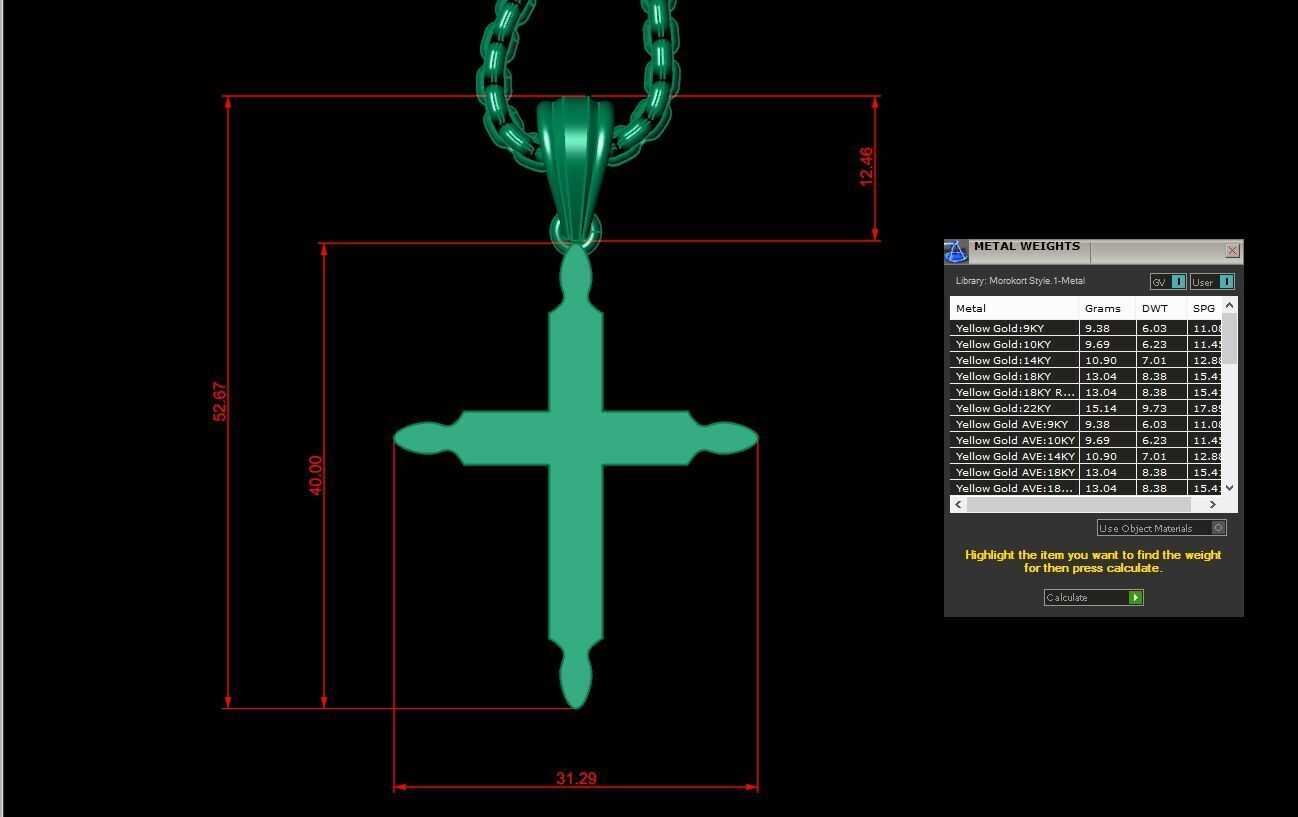 Cross Light Gold 3CP072 3DM STL 3D model_1