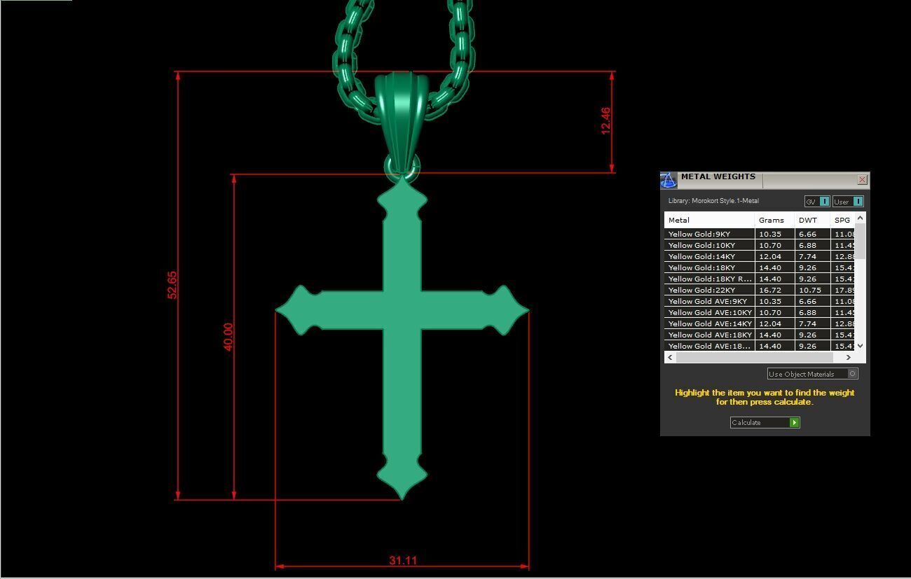 Cross Light Gold 3CP069 3DM STL 3D model_1