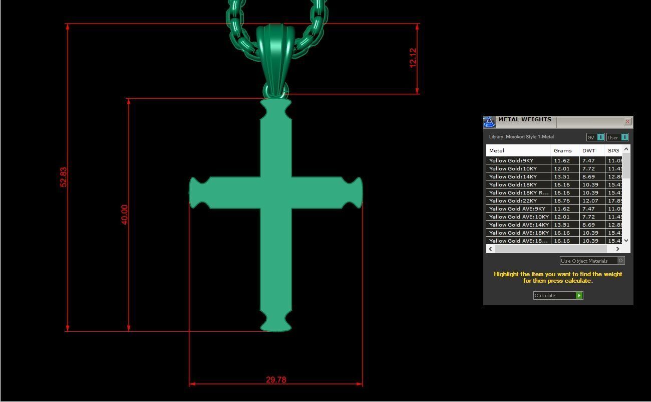 Cross Light Gold 3CP049 3DM STL 3D model_1